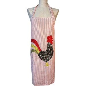 Womens Hand Made Rooster Kitchen Apron Appliqué Full Length Cotton Farmhouse Men